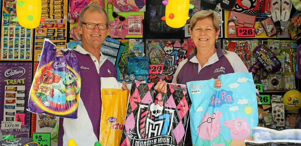 BIG SELECTION: Tony and Jan Spinks have been selling showbags for 45 years.